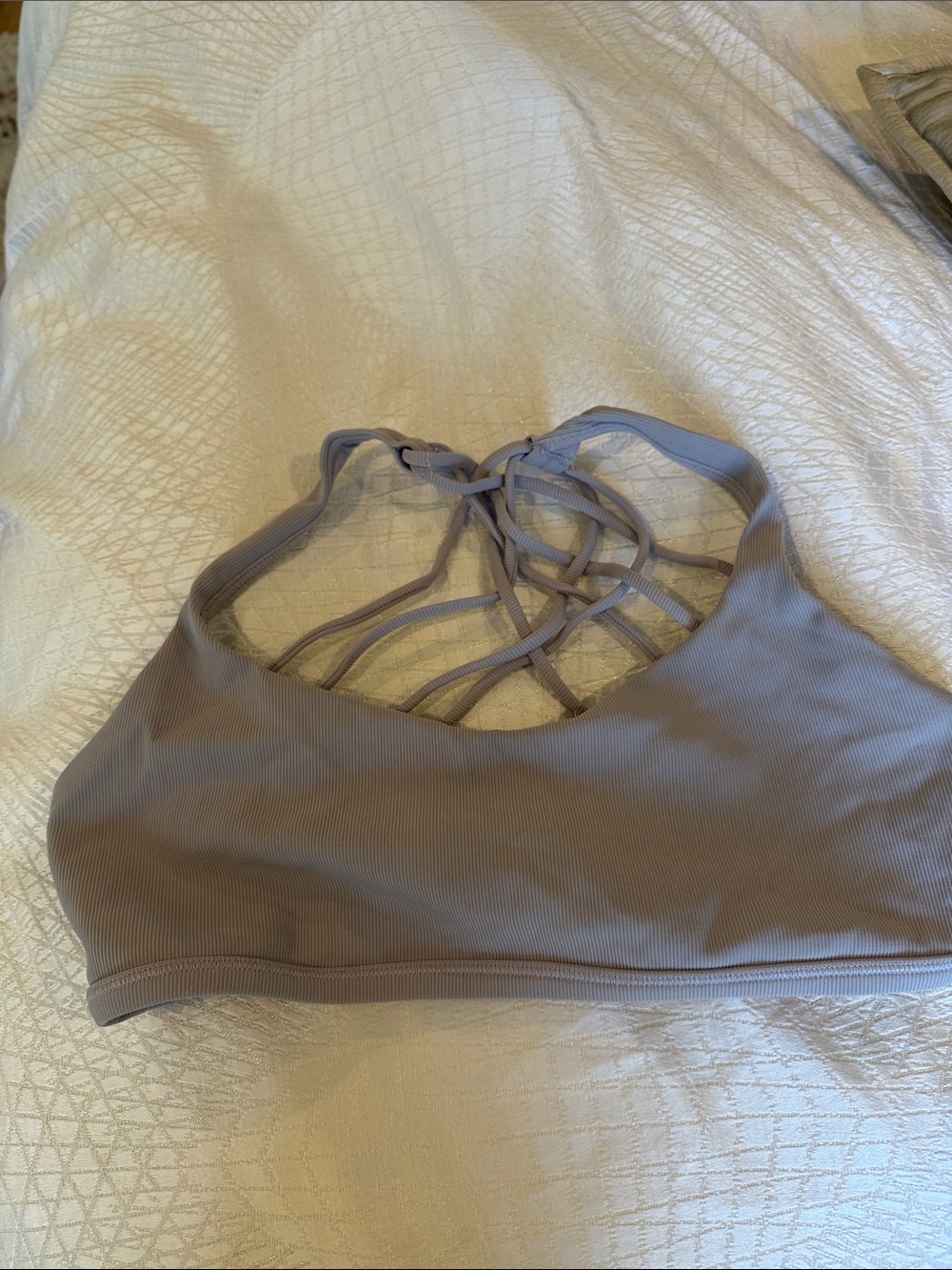 lululemon athletica Ribbed Strappy Back Sports Bralette in light lavender